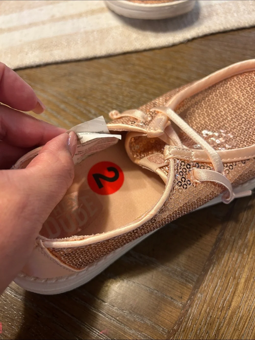 Hey Dude Rose Gold Sequin Slip-On Sneakers